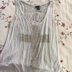 Skull cross tank top lace back.